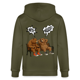 Berliner Bär mit Berliner Schnauze-WATN? NÜSCHT!-Unisex Bio-Kapuzenjacke - Khaki
