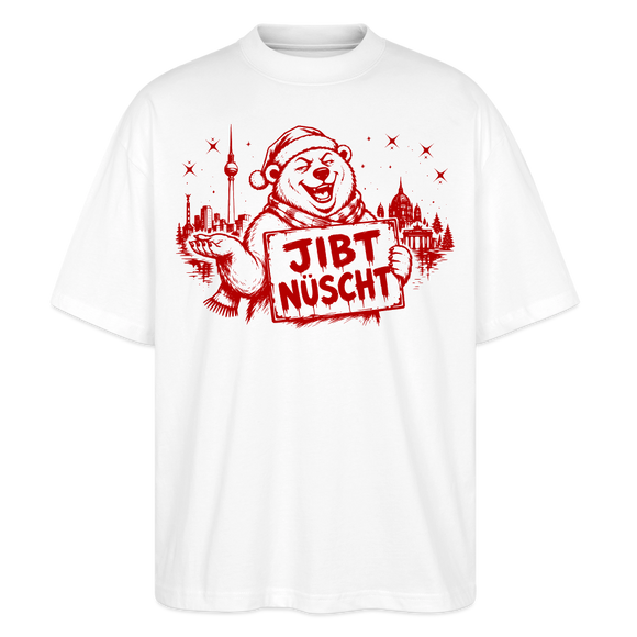 Berlin Shirt "Jibt nüscht" - Weihnachts-Oversized Unisex Bio T-Shirt - Weiß