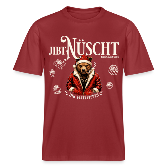 JIBT NÜSCHT-RELAXED FIT Unisex Organic T-Shirt-Weihnachten Berlin - Erdrot