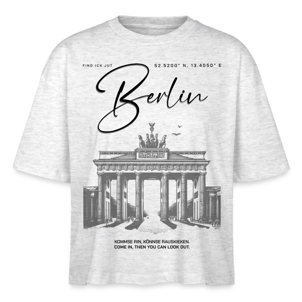 BERLIN-Frauen Boxy Bio-T-Shirt - Weiß meliert