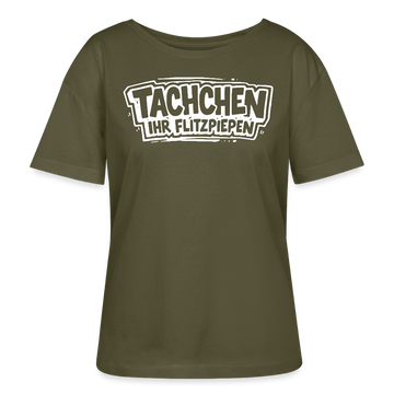 TACHCHEN IHR FLITZPIEPEN-Berlin Shirt-Rundhals Frauen Bio-T-Shirt - Khaki