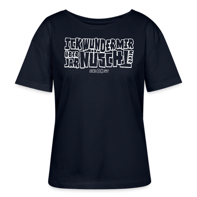 Berliner Spruch-ICK WUNDER MIR-Rundhals Frauen Bio-T-Shirt - Navy