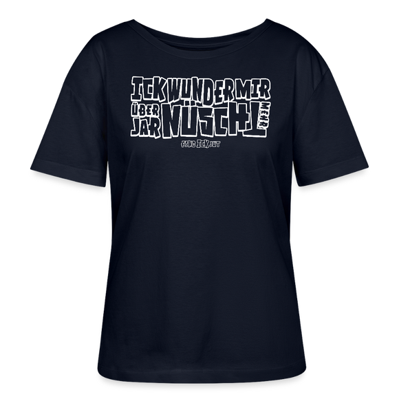 Berliner Spruch-ICK WUNDER MIR-Rundhals Frauen Bio-T-Shirt - Navy