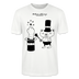 leichtes Unisex Berlin T-Shirt „OHNE WORTE“ mit schwarzem Berliner Schnauze Motiv, Zauberhut, erhobenem Mittelfinger und kleinem Bären im Magier-Look. - Weiß
