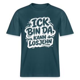 ICK BIN DA, KANN LOSJEHN-RELAXED FIT Unisex BIO T-Shirt mit Berliner Schnauze - Dunkles Petrol