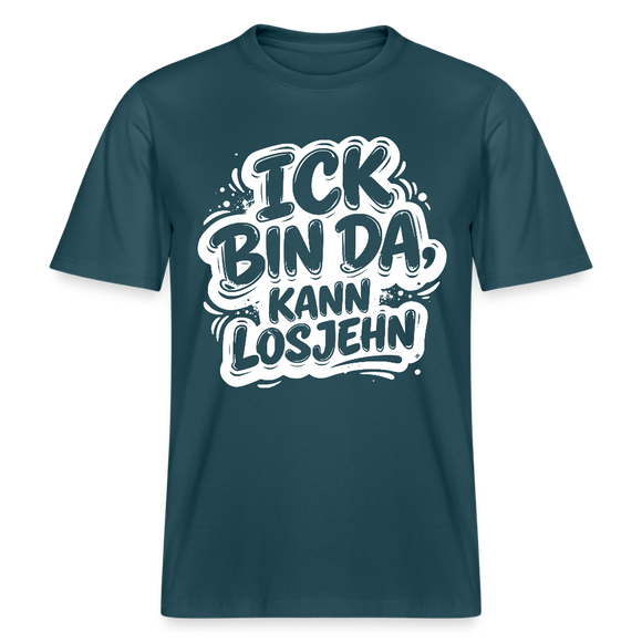 ICK BIN DA, KANN LOSJEHN-RELAXED FIT Unisex BIO T-Shirt mit Berliner Schnauze - Dunkles Petrol