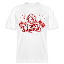 Berlin Bär mit Weihnachtsmütze hält Schild "Jibt Nüscht" vor Fernsehturm und Brandenburger Tor auf RELAXED FIT Unisex Organic T-Shirt - Weiß