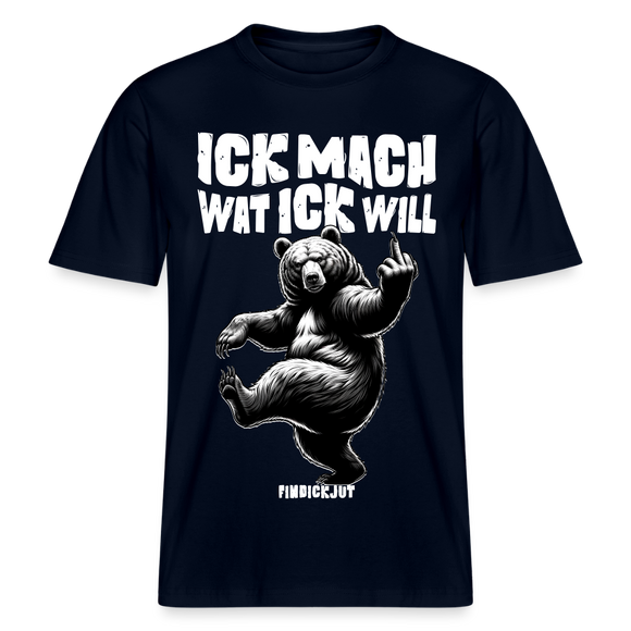 ICK MACH WAT ICK WILL-Relaxed Fit Unisex Bio-T-Shirt III - Navy