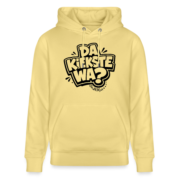 Berliner Spruch-DA KIEKSTE WA-Unisex Bio-Hoodie CRUISER - Gelb Viva 