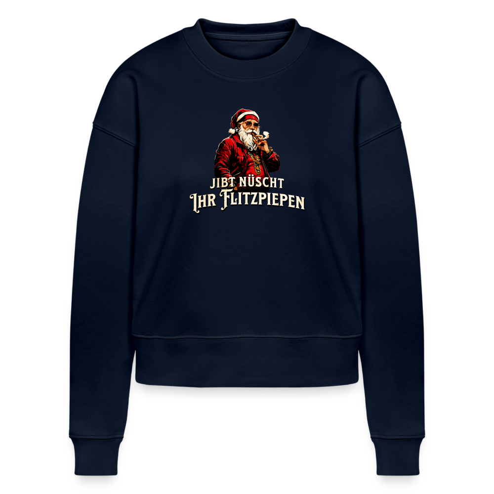 JIBT NÜSCHT IHR FLITZPIEPEN - Cropped Frauen Bio-Sweatshirt - Navy