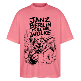 JANZ BERLIN IS EENE WOLKE-Der kiffende Berlin Bär-Oversized Unisex Bio T-Shirt - Pink 