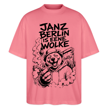 JANZ BERLIN IS EENE WOLKE-Der kiffende Berlin Bär-Oversized Unisex Bio T-Shirt - Pink 