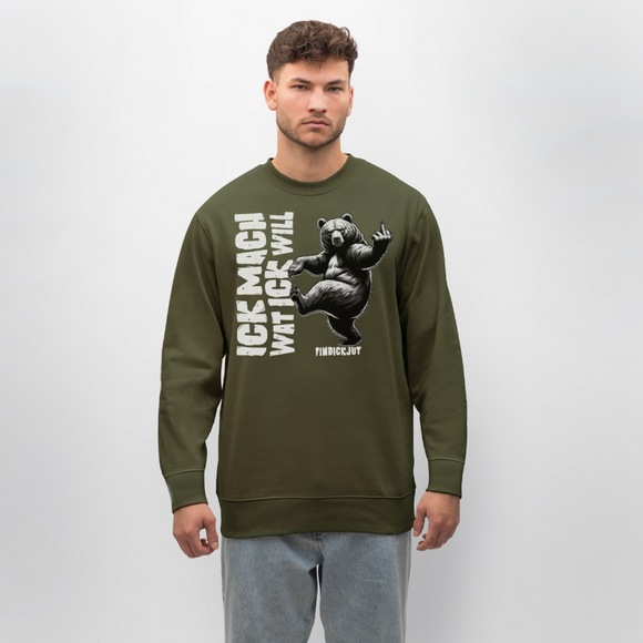 ICK MACH WAT ICK WILL-Unisex Bio-Sweatshirt - Khaki