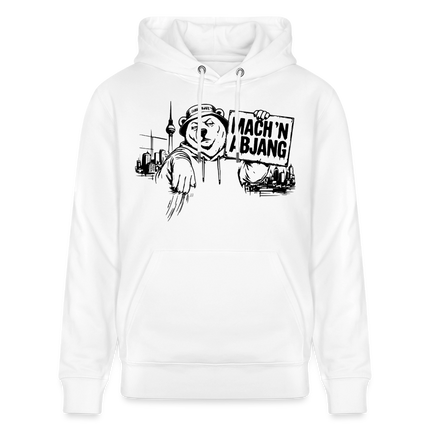 Berliner Spruch- MACH 'N ABJANG -Unisex Bio-Hoodie - Weiß