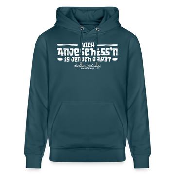 Berliner Spruch-NICH ANJESCHISSN-Unisex Bio-Hoodie mit Berliner Schnauze - Dunkles Petrol