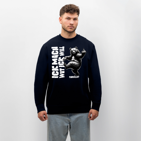 ICK MACH WAT ICK WILL-Unisex Bio-Sweatshirt - Navy