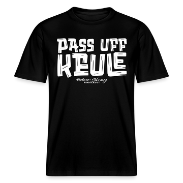 PASS UFF KEULE- RELAXED FIT Unisex Organic T-Shirt mit Berliner Schnauze - Schwarz