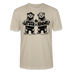 beige farbenes Bio-Unisex-T-Shirt mit zwei Bären, die Schilder mit der Aufschrift „LATSCH & BOMMEL“ halten – witziges Freundschafts-Motiv als Geschenk für Beste Freunde und Atzen.