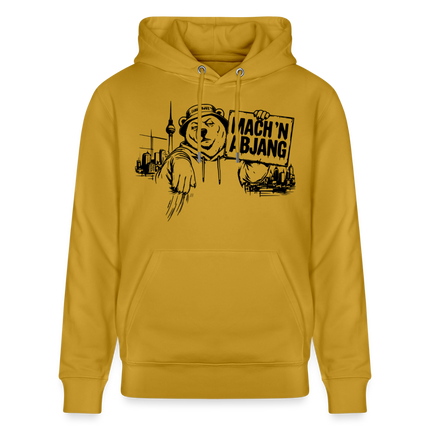 Berliner Spruch- MACH 'N ABJANG -Unisex Bio-Hoodie - Ocker