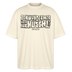 Berliner Spruch-ICK WUNDER MIR ÜBER JAR NÜSCHT MEHR-Oversized Unisex Bio T-Shirt - schwarz gerahmte Blockschrift auf Weißgrauem Shirt