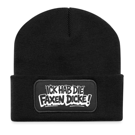 ICK HAB DIE FAXEN DICKE-Recycelte Patch Beanie - Schwarz