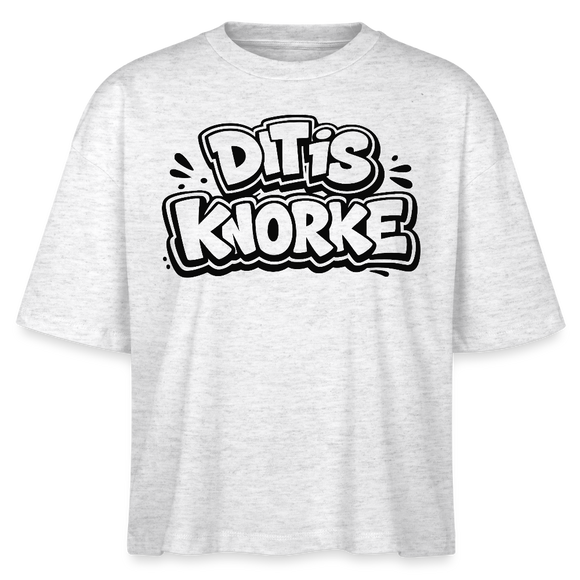 DIT IS KNORKE-Frauen Boxy Bio-T-Shirt - Weiß meliert