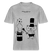Lockeres Relaxed Fit Berlin Shirt „OHNE WORTE“ aus Bio-Baumwolle mit schwarzem Print: der Berliner Bär als doodleartige Zeichnung, der mit seinem Zauberstab einen Mittelfinger aus einem Zylinderhut hervorzaubert.- Grau meliert