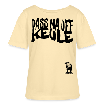 PASS MA UFF KEULE-Rundhals Frauen Bio-T-Shirt - Creme