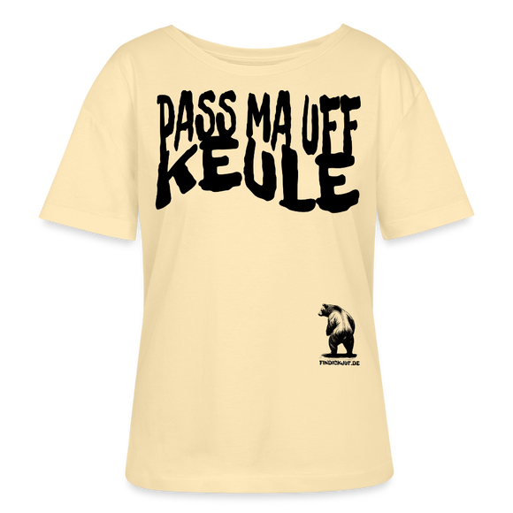 PASS MA UFF KEULE-Rundhals Frauen Bio-T-Shirt - Creme