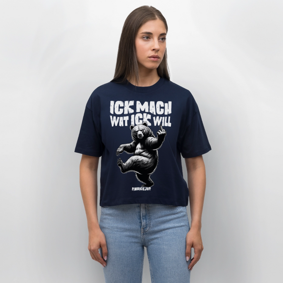 ICK MACH WAT ICK WILL-Frauen Boxy Bio-T-Shirt - Navy