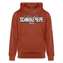 Der Bio unisex Hoodie mit Berliner Schnauze Print "Dit is mir SCHNURZPIEPE-Unisex Bio-Hoodie - Terrakotta
