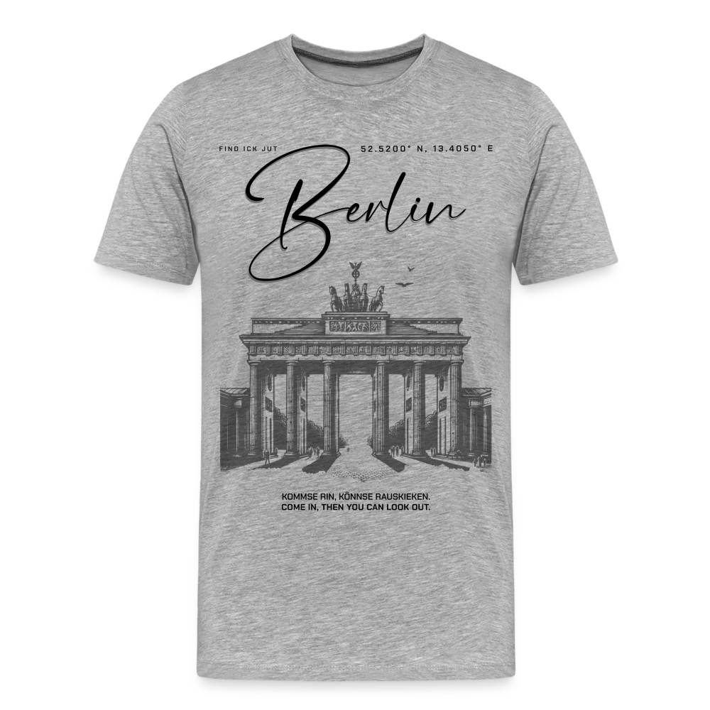 BERLIN-Männer Premium Bio T-Shirt - Grau meliert