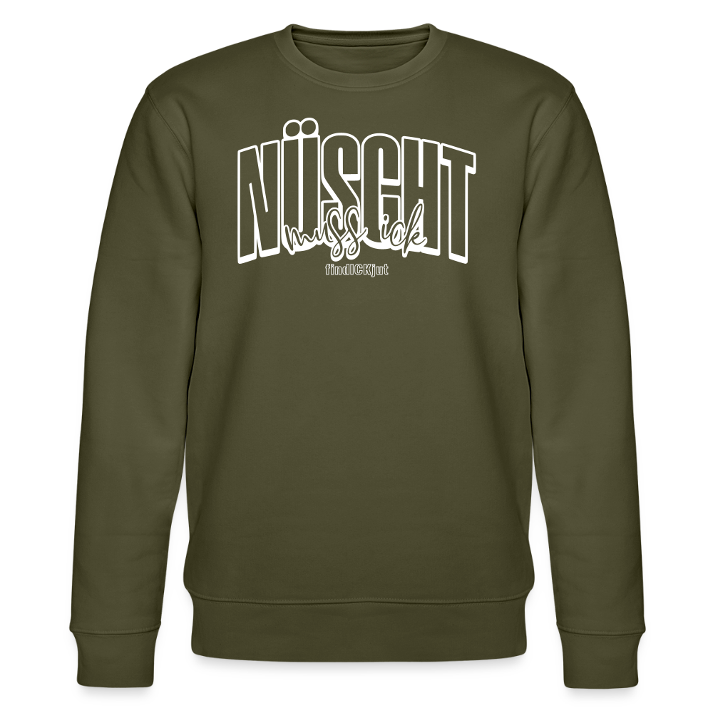 NÜSCHT 2025-Unisex Bio-Sweatshirt mit Berliner Schnauze - Khaki
