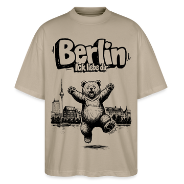 Berlin Souvenir-Oversized Unisex Bio T-Shirt-BERLIN ICK LIEBE DIR - Steingrau