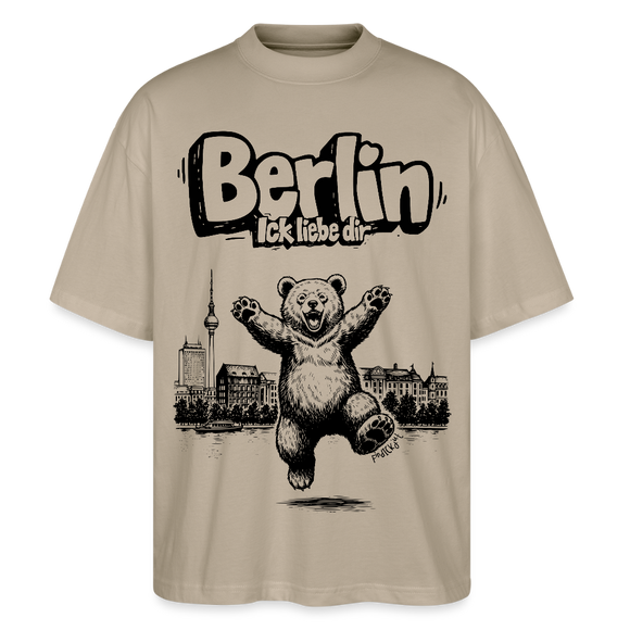 Berlin Souvenir-Oversized Unisex Bio T-Shirt-BERLIN ICK LIEBE DIR - Steingrau