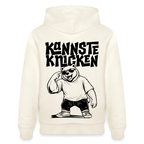 Berliner Spruch-KANNSTE KNICKEN-Unisex Bio-Hoodie mit Berliner Bär - Naturweiß 