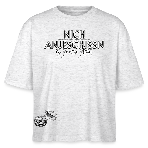 BERLINER EFFIZIENZ 'Dit Lob'-Frauen Boxy Bio-T-Shirt - Weiß meliert