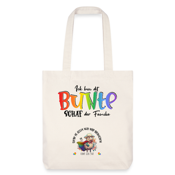 LIEBE IS BUNT-recycelter Heavyweight Stoffbeutel - Naturweiß