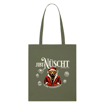 JIBT NÜSCHT IHR FLITZPIEPEN- Bio-Stoffbeutel-WEihnachten mit Berliner Bär - Khaki