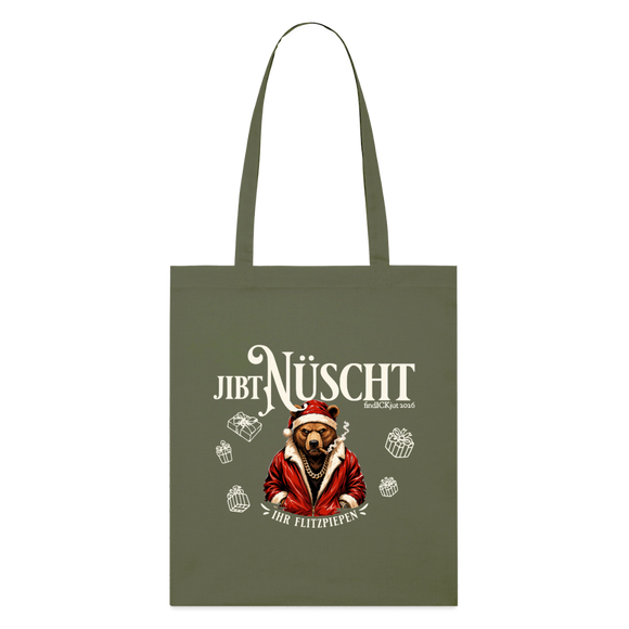 JIBT NÜSCHT IHR FLITZPIEPEN- Bio-Stoffbeutel-WEihnachten mit Berliner Bär - Khaki