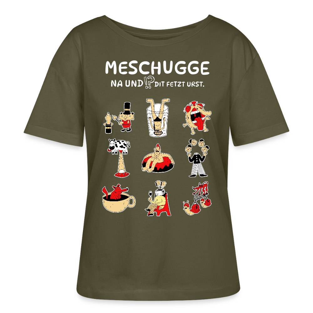 Berlin Shirt-MESCHUGGE-Rundhals Frauen Bio-T-Shirt - Khaki