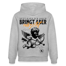 NETT KANN ICK-Unisex Bio-Hoodie-BACKPRINT - Grau meliert