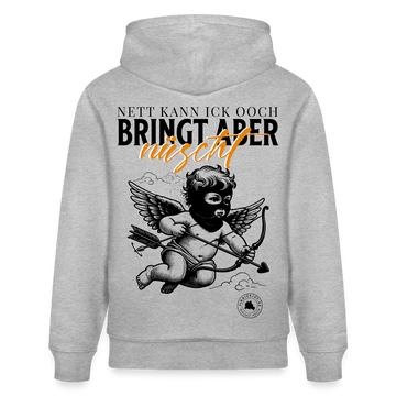 NETT KANN ICK-Unisex Bio-Hoodie-BACKPRINT - Grau meliert