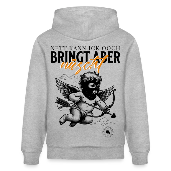 NETT KANN ICK-Unisex Bio-Hoodie-BACKPRINT - Grau meliert