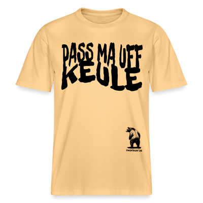 PASS MA UFF KEULE - Relaxed Fit Unisex Bio-T-Shirt - Hellgelb