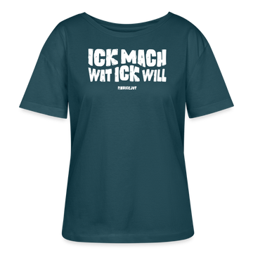 ICK MACH WAT ICK WILL-Rundhals Frauen Bio-T-Shirt - Dunkles Petrol