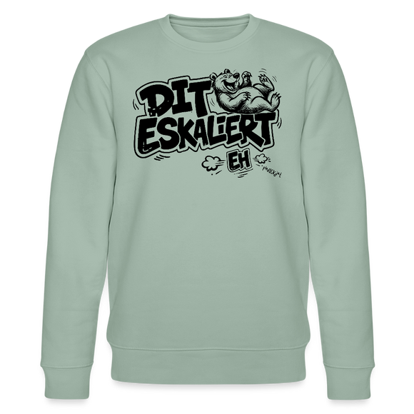 DIT ESKALIERT EH-Unisex Bio-Sweatshirt mit Berliner Schnauze - Helles Graugrün