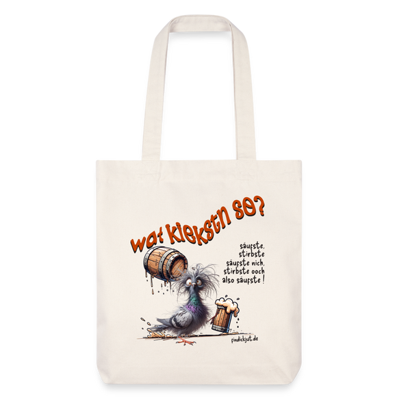 Berliner Sprüche Beutel-WAT KIEKSTN SO? - recycelter Heavyweight Stoffbeutel - Naturweiß