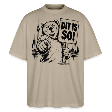 Berlin Souvenir-DIT IS SO!-Oversized Unisex Bio T-Shirt mit Berliner Bär - Steingrau