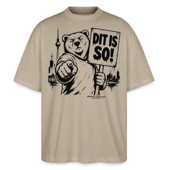 Berlin Souvenir-DIT IS SO!-Oversized Unisex Bio T-Shirt mit Berliner Bär - Steingrau
